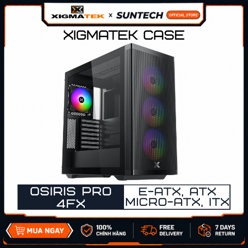 Vỏ Máy Tính Case Xigmatek OSIRIS PRO 4FX EN46797 Kèm Sẵn 4 Fan 14cm ARGB Hỗ Trợ Main E ATX Tản CPU 1
