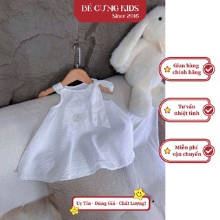 Áo Lẻ Yếm Cột Vai Đũi Trắng BÉ CƯNG Dành Cho Bé Gái - 54M