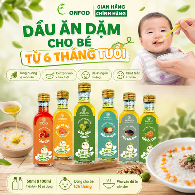Dầu trộn ăn dặm cho bé từ 6 tháng Anpaso ONFOD dầu olive oliu óc chó cá hồi mè đen