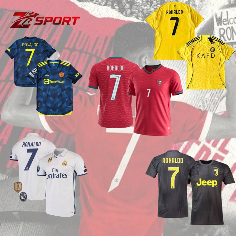 Áo Đá Bóng Ronaldo CR7 Al Nassr 2025/2026 Tay Ngắn Vải Cao Cấp In Theo Yêu Cầu ZSport