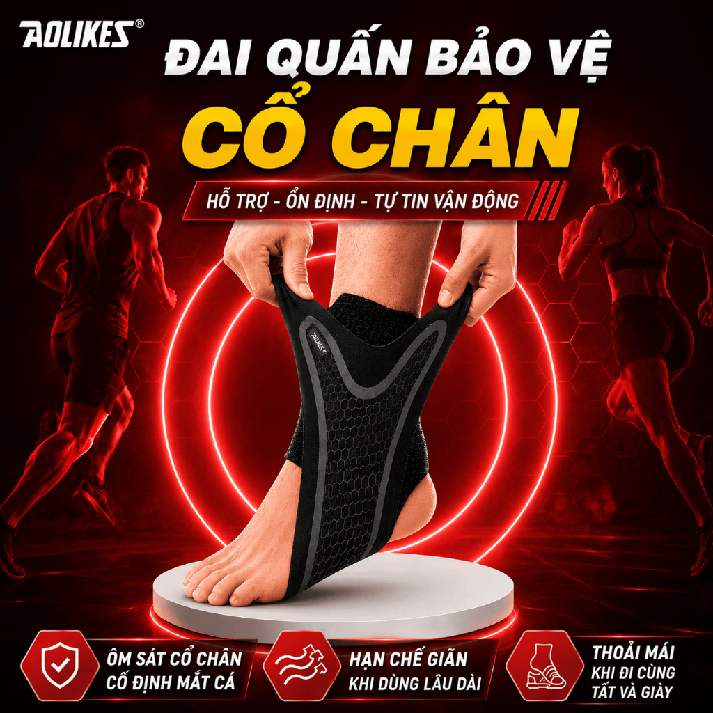 Băng Quấn, Đai Quấn Cổ Chân AOLIKES Hạn Chế Lật Cổ Chân, Bong Mắt Cá Khi Chơi Bóng Đá, Pickleball