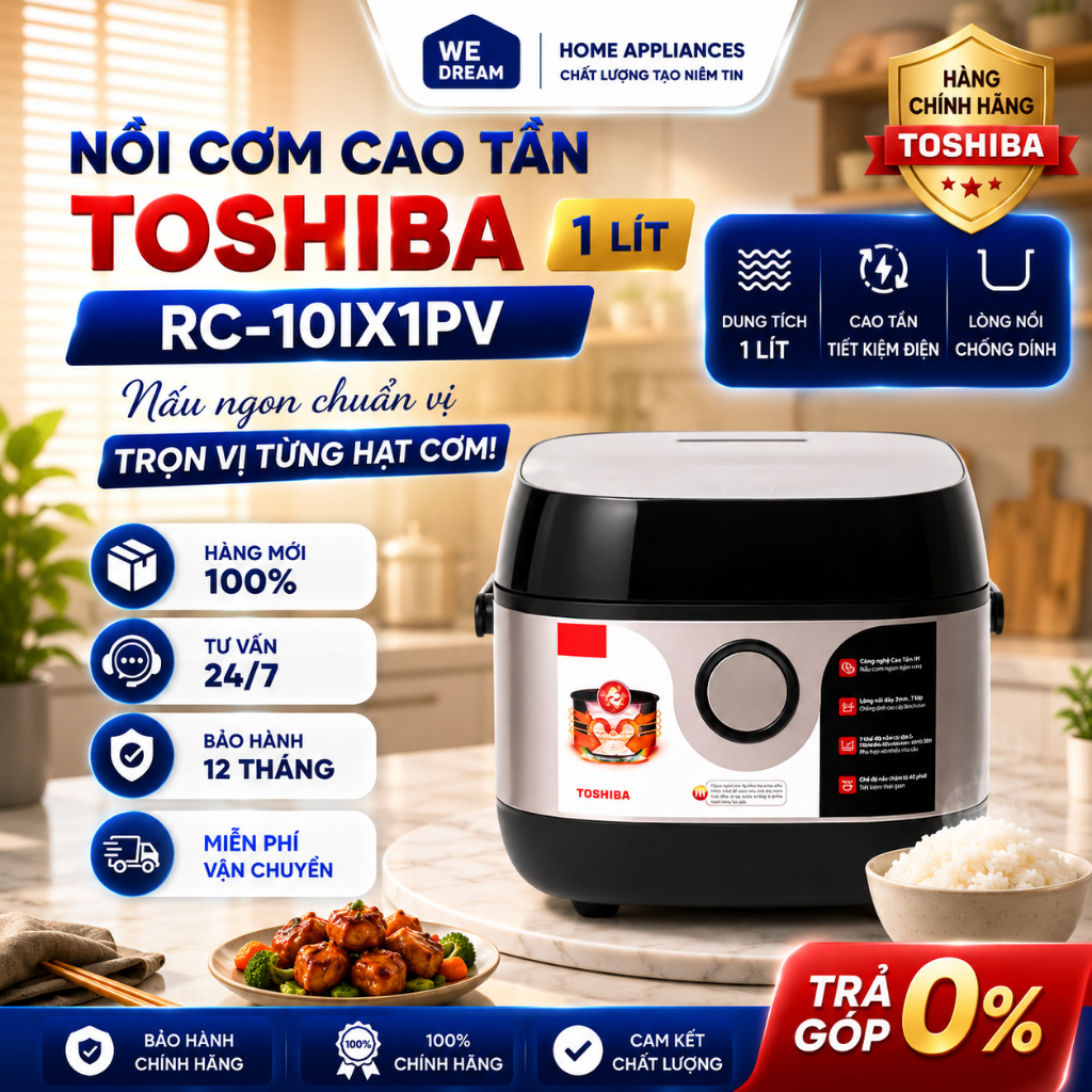 RC-10IX1PV - Nồi Cơm Cao Tần Toshiba 1 Lít RC-10IX1PV - Hàng Chính Hãng, Mới 100%