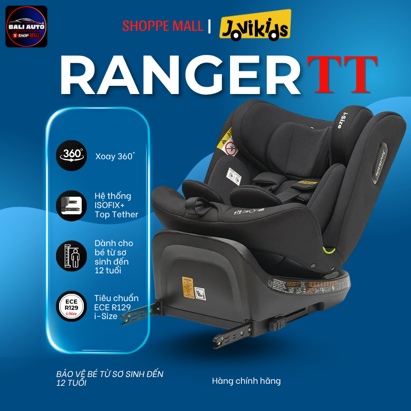 Ghế ngồi ô tô an toàn cho trẻ Jovikids Ranger TT chính hãng - Xoay 360° ISOFIX, dùng cho bé từ 0-12 