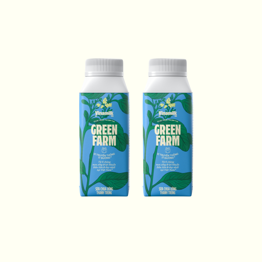 [Hàng tặng không bán] Combo 2 chai Sữa chua uống thanh trùng Vinamilk Green Farm Ít đường - chai 200ml
