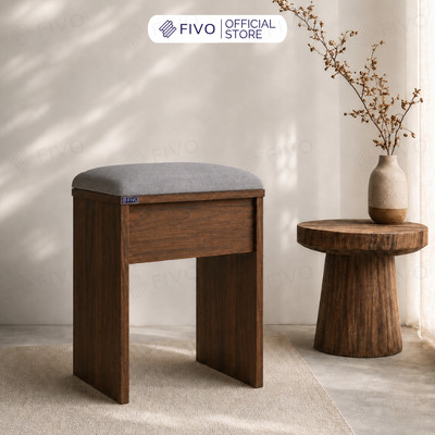 Ghế Đôn Nệm Nhung FIVO FG01 Dùng Trong Phòng Làm Việc, Học Tập, Thiết Kế Sang Trọng, Gỗ MDF Chống Ẩm Cao Cấp