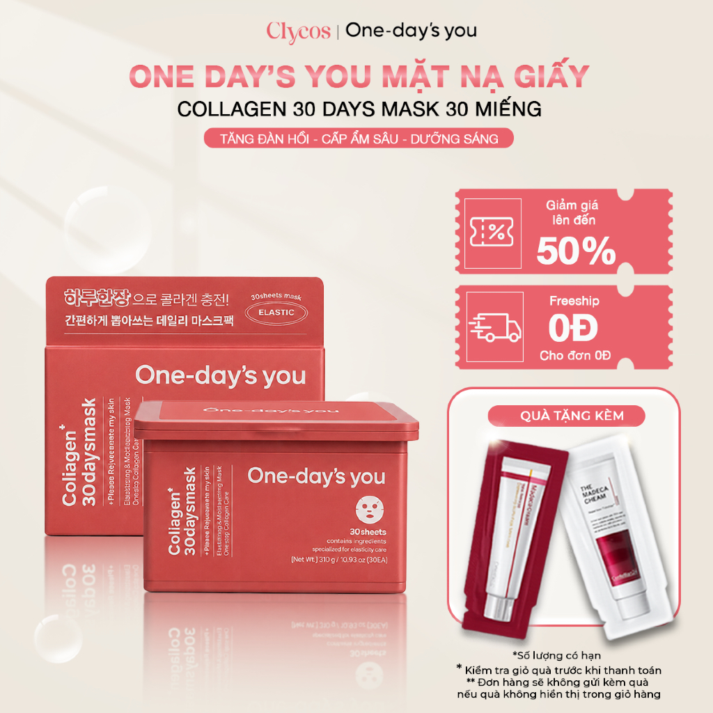 One-Day's You - Mặt Nạ Giấy - Collagen 30 Days Mask 30 Miếng | Clycos Phân Phối