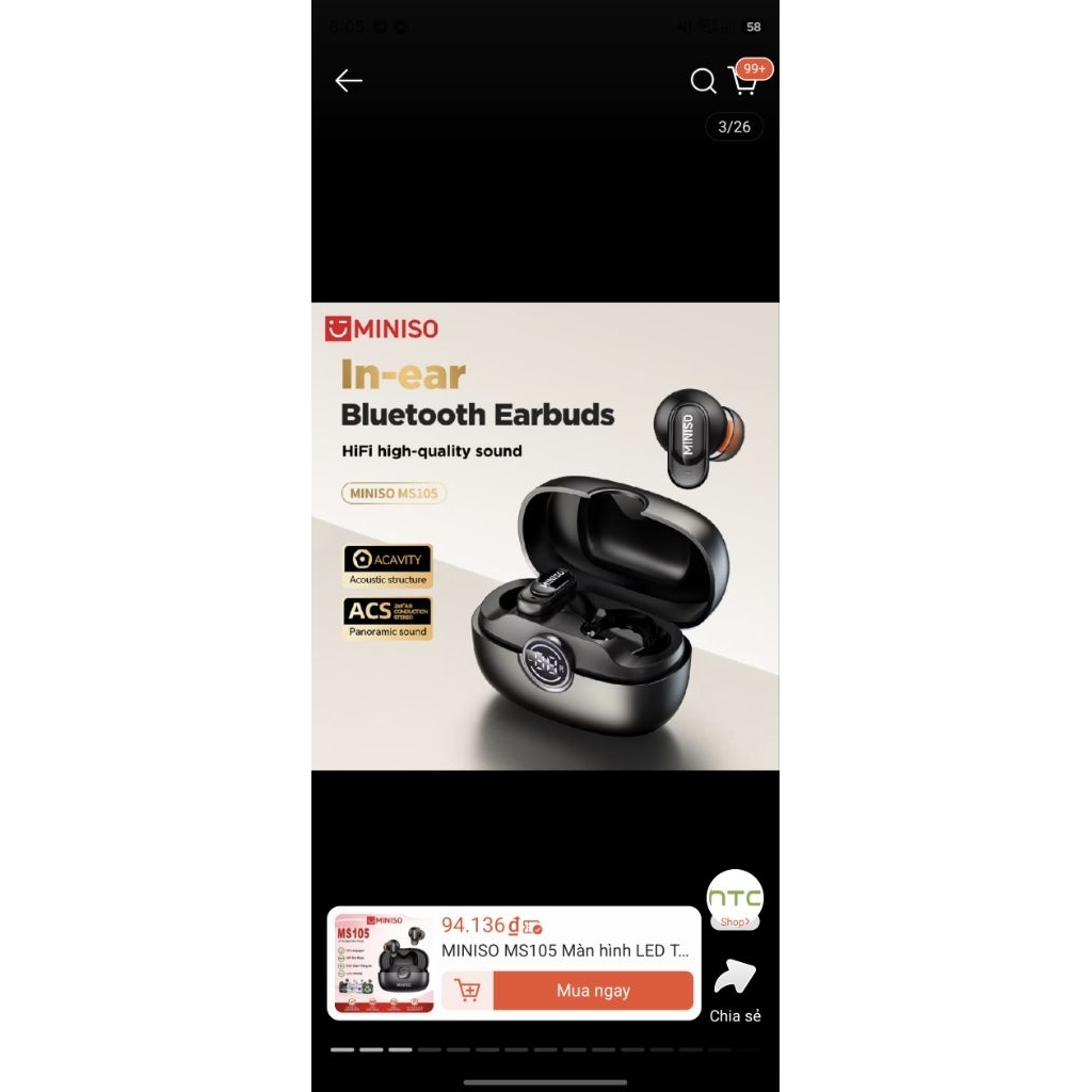*** Tai nghe Miniso Ms105 bản không có AI***