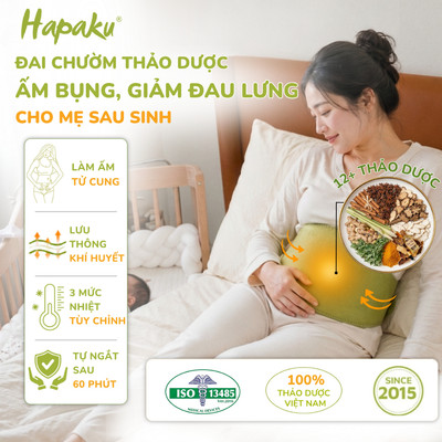 Đai Chườm Nóng Sau Sinh Cho Mẹ Từ Thảo Dược Hapaku, Chườm Ấm Bụng, Giảm Đau Lưng, Làm Ấm Tử Cung