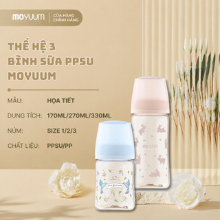 Bình sữa PPSU Moyuum - Họa tiết - Thệ hệ 3 - 80/170/270/330ml  - BS - 17313970518