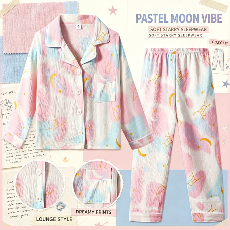 Bulk Discount Pajamas Modern Child Long Sleeve Pyjamas Girls' Poly-cotton Lapel Rabbit,light & soft 
