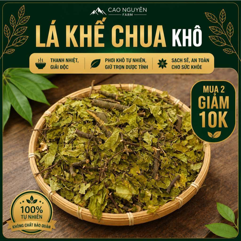 Lá khế khô chua tắm hỗ trợ mẩn ngứa, mề đay, rôm sẩy. Lá khế sạch phơi tự nhiên, gói 200g