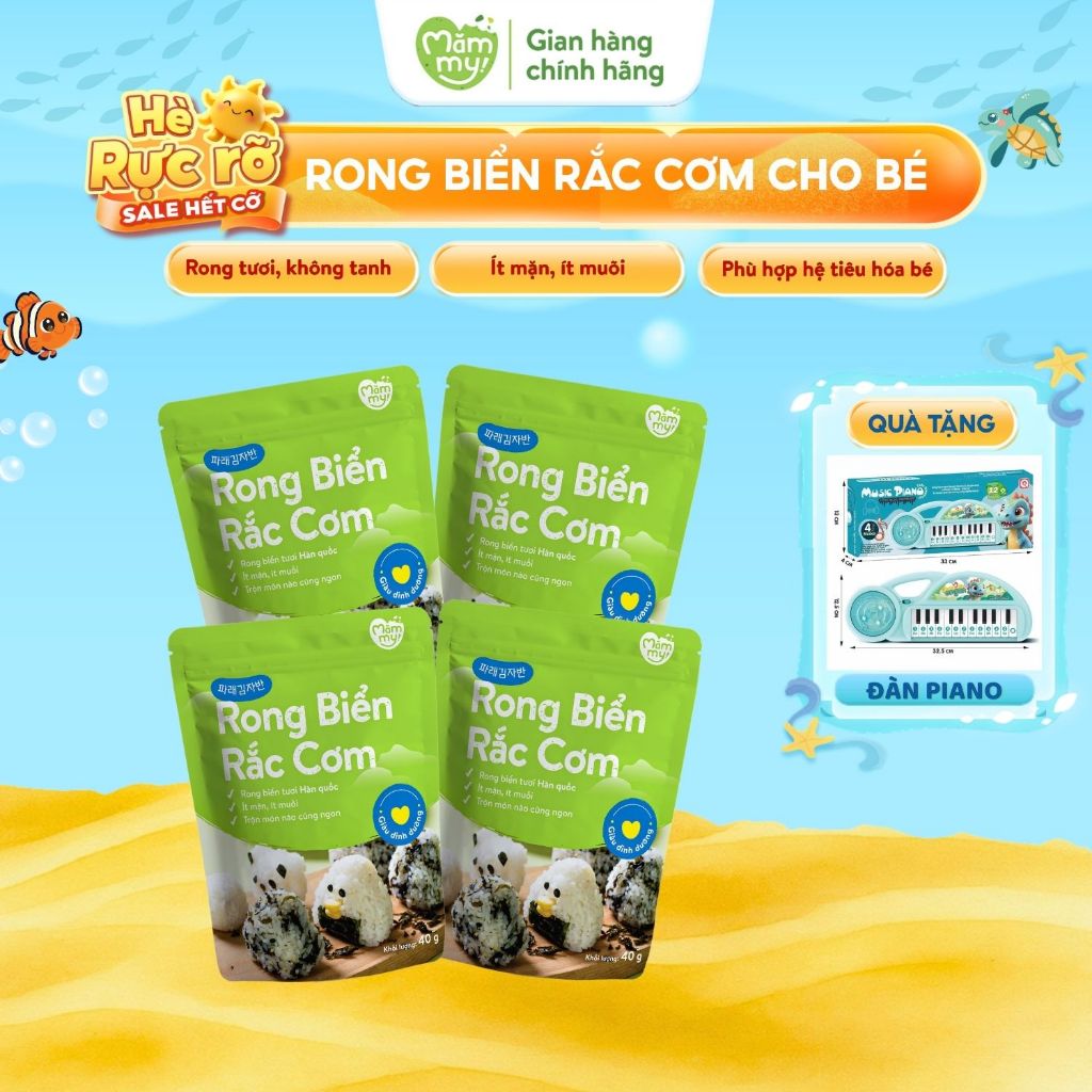 Combo 4 gói rong biển rắc cơm ăn dặm cho bé Mămmy ít mặn, bổ sung sắt, canxi cho bé 6 tháng tuổi