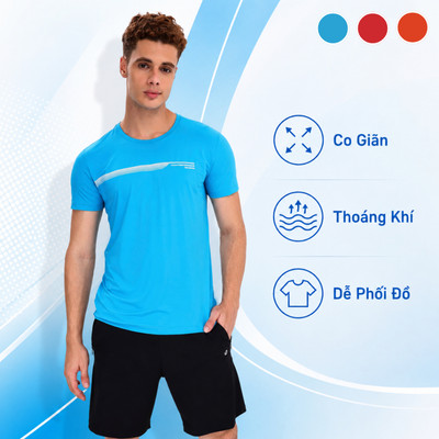 Áo Thể Thao Nam LV25S04M223 In Ngang Co Giãn, Thấm Hút Mồ Hôi, Mềm Mịn, Thoáng Mát, Dáng Basic Năng Động Tập Luyện