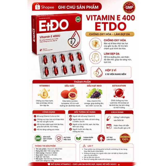 VITAMIN E 400IU EĐO (hộp/30v)