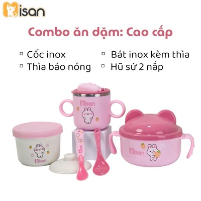 Set ăn dặm cao cấp cho bé KidsWorld Misan Bát inox ăn dặm, hũ sứ, ăn dặm khởi đầu thế hệ mới