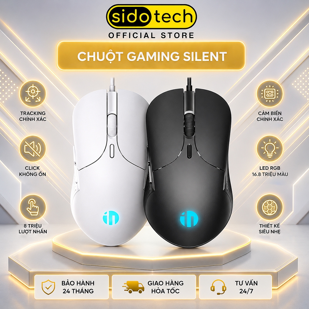Chuột máy tính có dây silent SIDOTECH INPHIC B1 gaming chống ồn 6 nút bấm nhẹ…