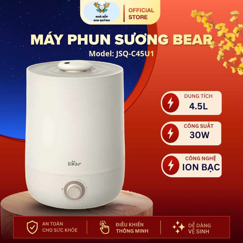Máy Phun Sương Tạo Ẩm Bear JSQ-C45U1 Hoạt Động Rất Nhẹ Nhàng,Thiết Kế Bề Mặt Tinh Tế - Nhà Bếp Kim Q