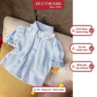 Áo Lẻ Sơ Mi 3 Màu Tay Nơ BÉ CƯNG Dành Cho Bé Gái - 56Q