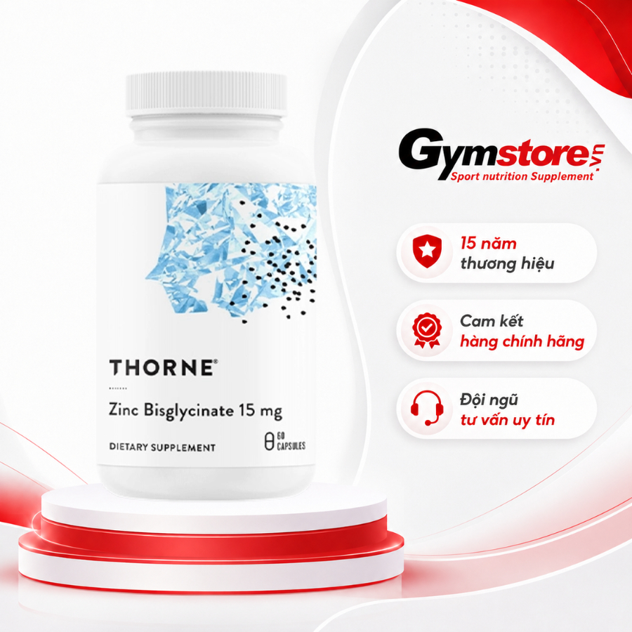 Viên kẽm Thorne Zinc Bisglycinate 15mg (USA) hấp thụ cực tốt, giúp tăng đề kháng - Gymstore