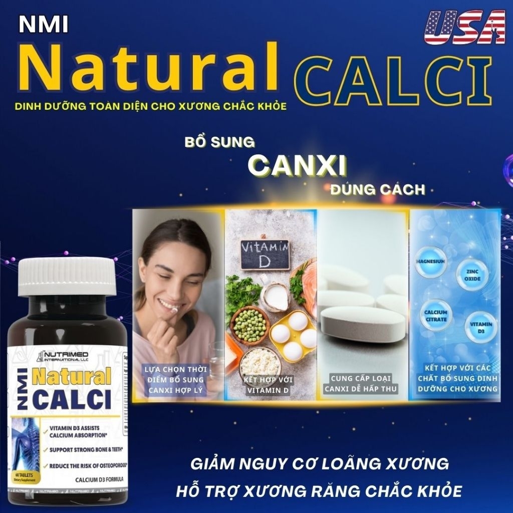 Thực phẩm bảo vệ sức khỏe NMI Natural Calci