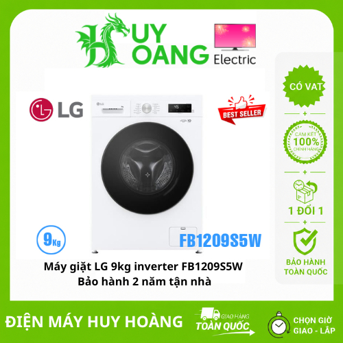 [Hỏa Tốc 2H HN] Máy giặt LG 9kg inverter FB1209S5W - Bảo hành 2 năm tận nhà