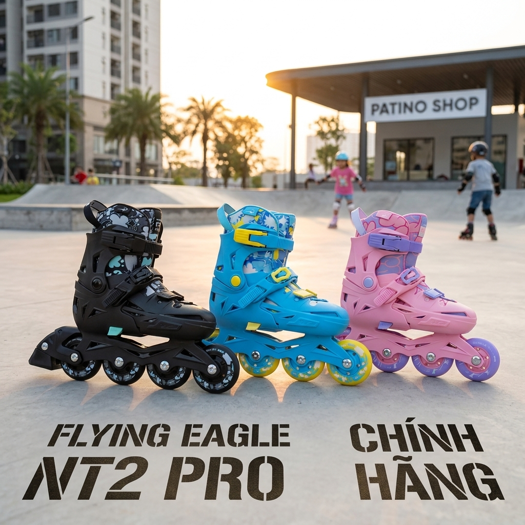 Giày trượt patin Flying Eagle NT2 PRO kèm khóa bánh hỗ trợ tập patin cho trẻ em - PATINO