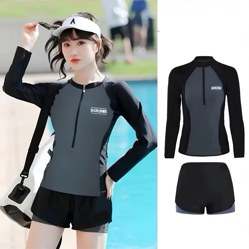 Đồ bơi nữ kín đáo quần đùi 2 lớp tay ngắn/dài thể thao chất thun co dãn thoải mái đi biển, đi bơi | BigBuy360 - bigbuy360.vn
