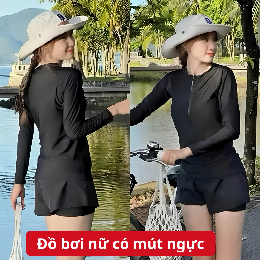 Đồ bơi nữ kín đáo quần đùi 2 lớp tay ngắn/dài thể thao chất thun co dãn thoải mái đi biển, đi bơi | BigBuy360 - bigbuy360.vn