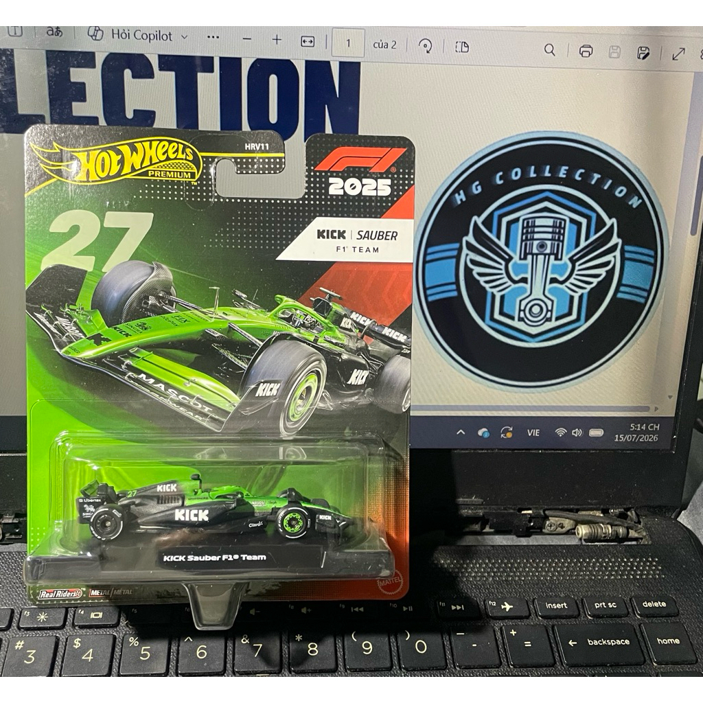xe đồ chơi mô hình Hotwheels Premium F1 2025 : Kick Sauber F1 Team #27