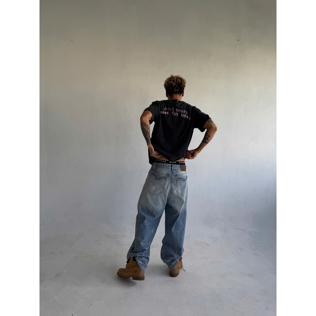 Quần Jeans Wash Dài Unisex Form Baggy Straight "HICKORY” Premium Denim Họa Tiết Vẩy Sơn Thủ Công | Common Issue | BigBuy360 - bigbuy360.vn