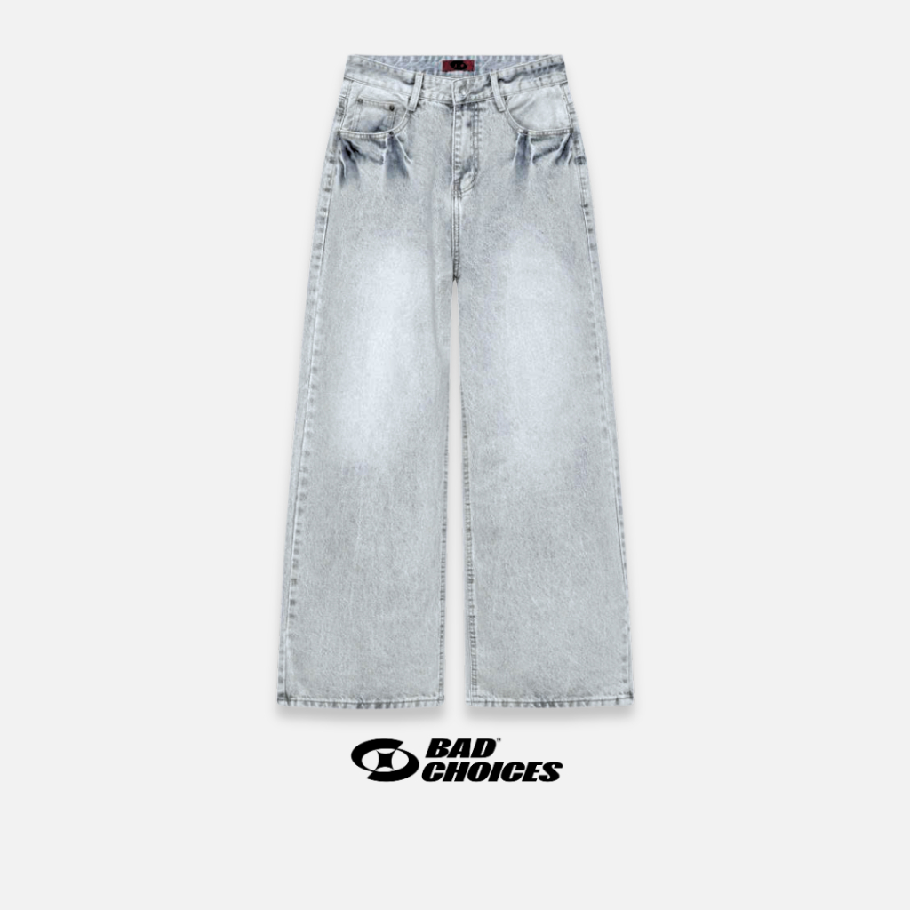 Bad Choices | Quần jeans ống suông PLAIN wash màu phong cách Menswear