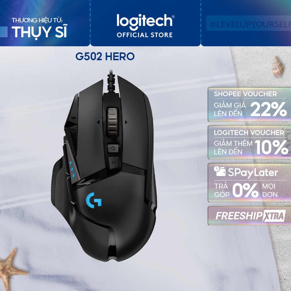 Chuột gaming có dây Logitech G502 Hero - Cảm biến Hero 25k, RGB, 11 nút lập trình