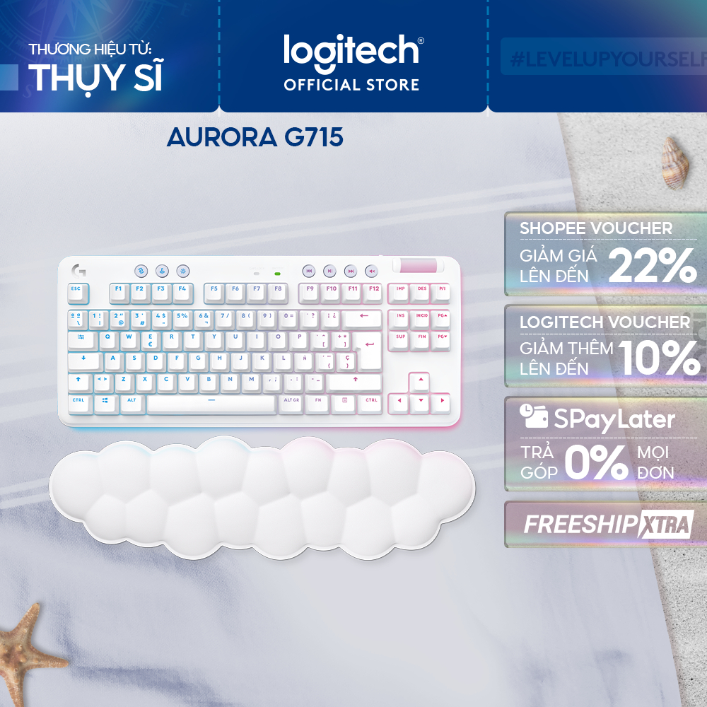 Bàn phím cơ gaming Logitech G715 TKL Aurora - Bluetooth & Lightspeed RGB 2 switch