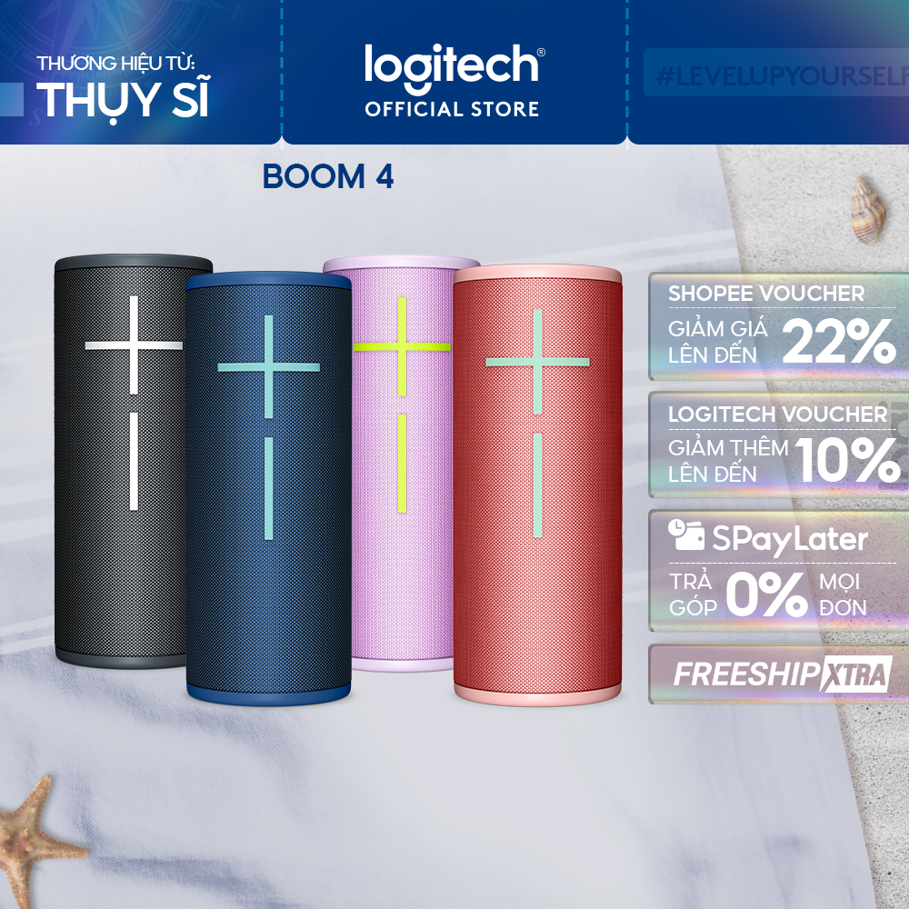 Loa Bluetooth di động Logitech Ultimate Ears Boom 4 - Bass lớn 360o, Kháng nước, Phạm vi 45m