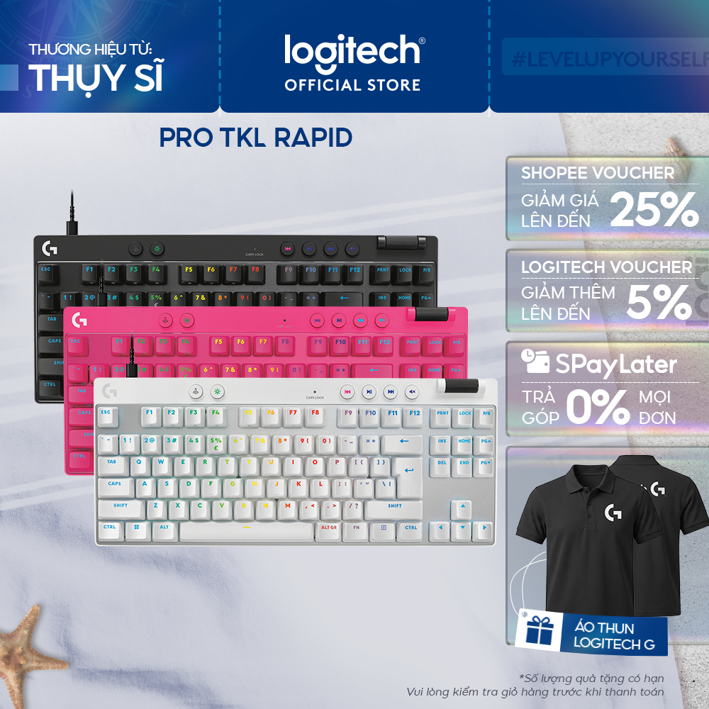Bàn phím Game có dây Logitech G PRO X TKL RAPID, Analog switch từ tính, Rapid Trigger, KEYCONTROL