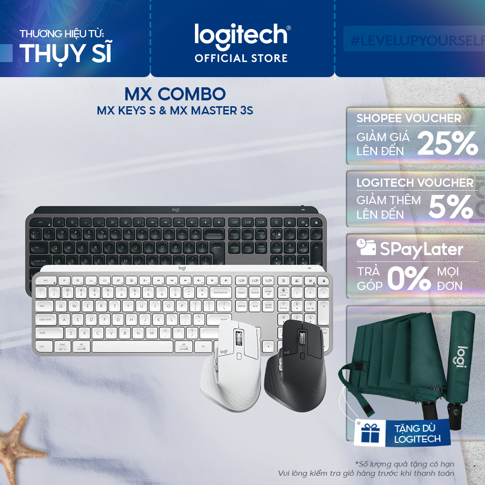 Combo Bàn phím không dây Bluetooth Logitech MX Keys S và Chuột không dây MX Master 3s