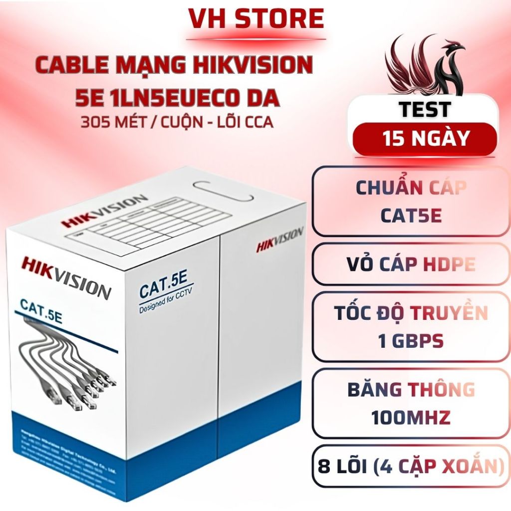 Cáp Mạng Cat5e Hikvision 1LN5EUEC0 305M Xám Đồng - VHSTORE