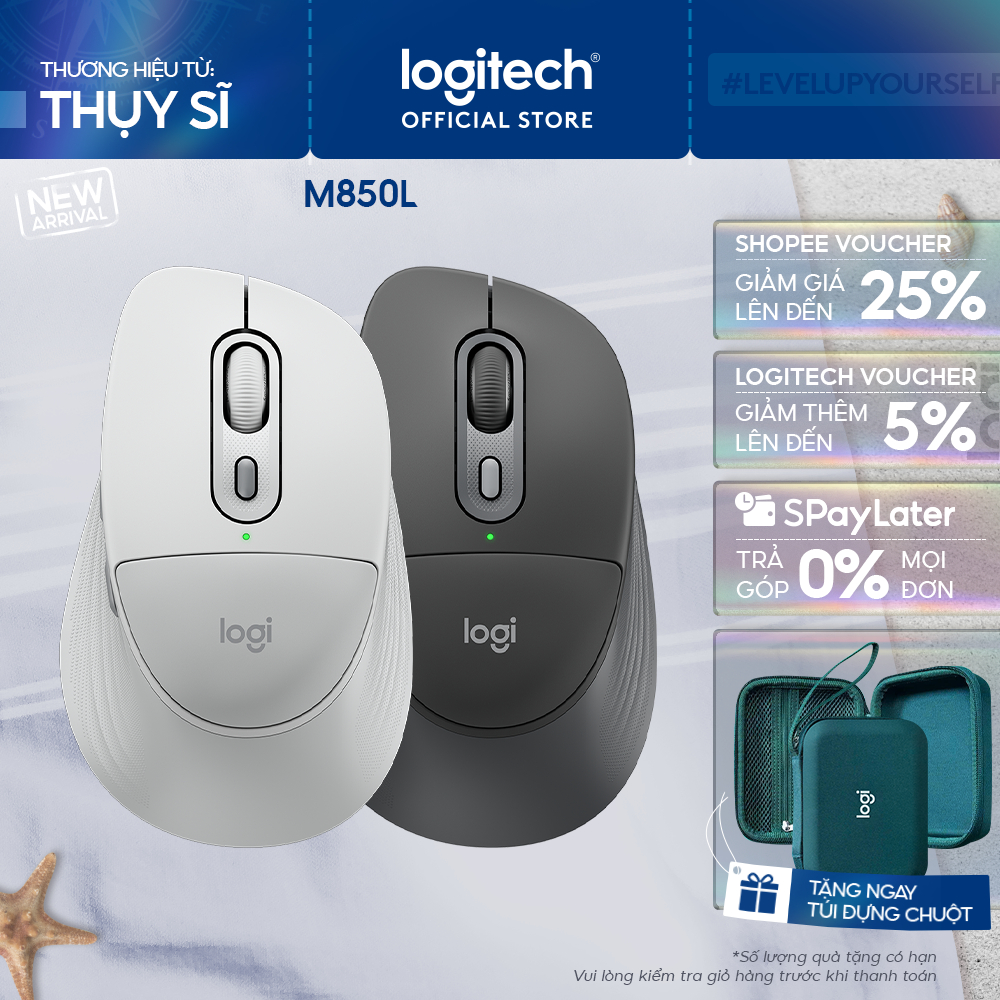 Chuột Bluetooth Logitech Signature Comfort Plus M850 L - Đệm tay êm ái, Quiet click, pin lâu, tương 