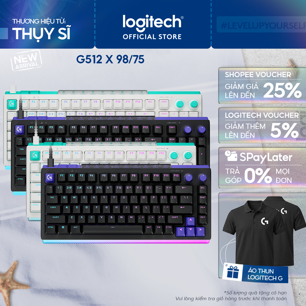 Bàn phím Cơ Gaming Logitech G512 X 75 | 98 DUAL SWAP - Analog TMR, tần số 8K, tùy chỉnh 0,1-4,0mm, R