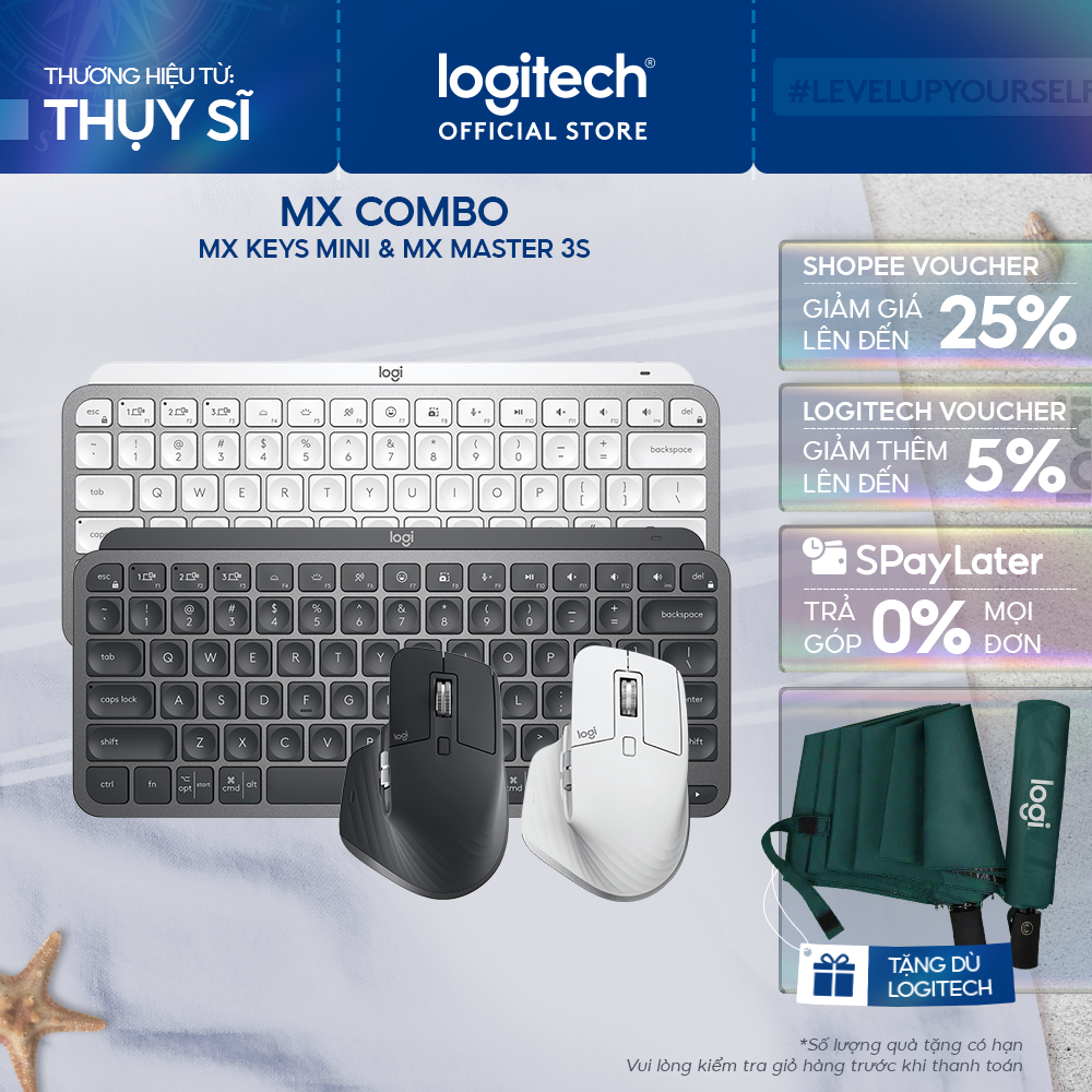 Combo bàn phím Logitech MX Keys Mini và chuột Logitech MX Master 3S