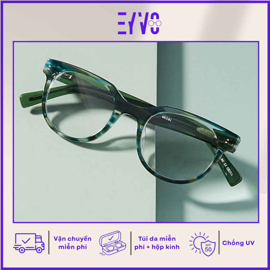 EYVO Emerald Marble Oval Frame – Elegant Tortoise Shell Blue-Green Glasses