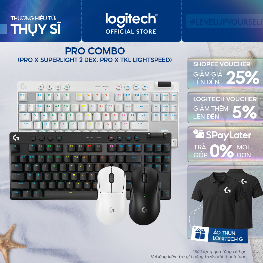 Combo Bàn phím Gaming Logitech G PRO X TKL LIGHTSPEED và Chuột Logitech G PRO X SUPERLIGHT 2 DEX