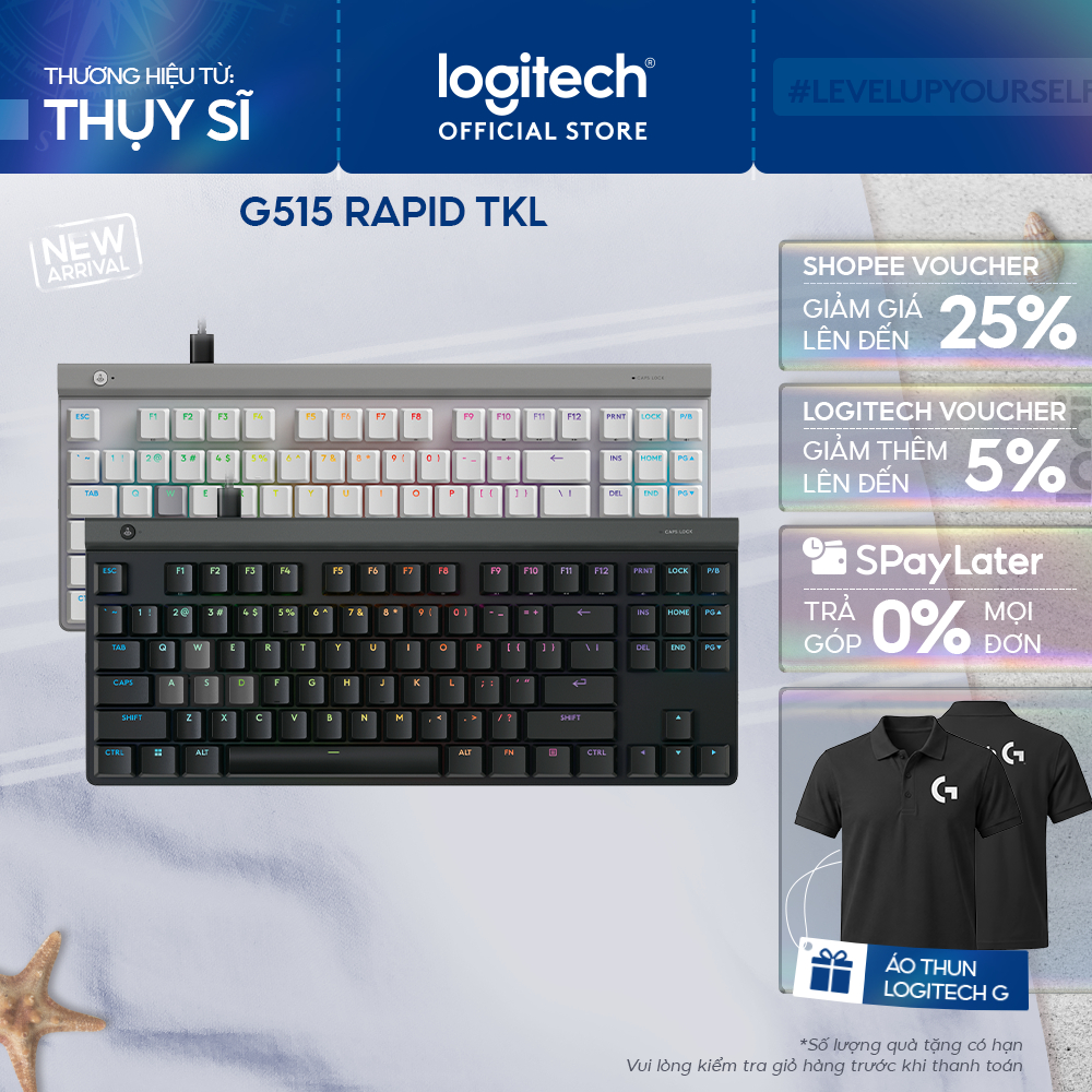 Bàn phím Gaming có dây Logitech G515 RAPID TKL - Switch Analog dạng low-profile, Rapid Trigger