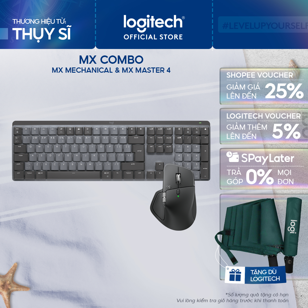 Combo Bàn phím Logitech Mechanical và Chuột MX Master 4 - Sạc USB-C, chiếu sáng nền