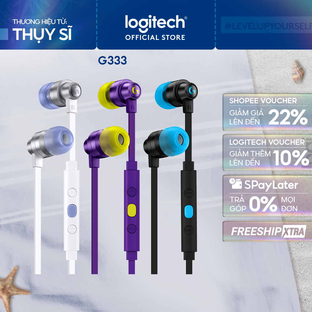 Tai nghe gaming in-ear Logitech G333 KDA - Dual Drivers, Jack 3.5mm, Mic