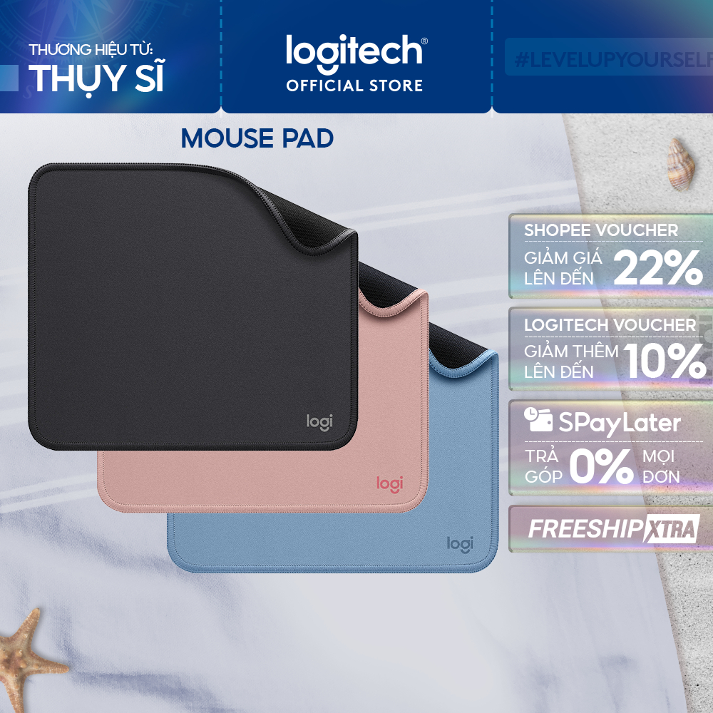 Bàn di chuột Logitech Mouse Pad Studio Series - Đế chống trượt, lướt dễ dàng, chống đổ tràn