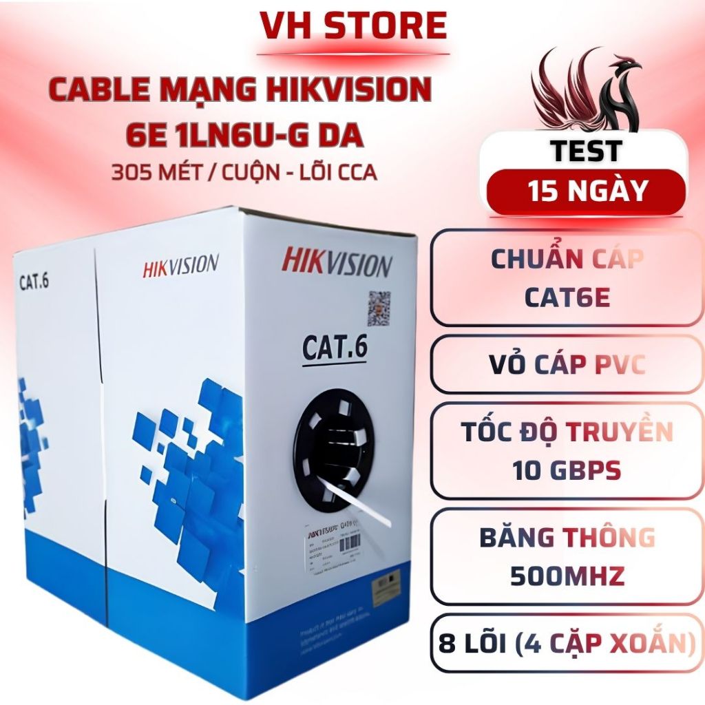 Cáp Mạng Cat6e Hikvision 1LN6-UE-W 305M Xanh LAN - VHSTORE