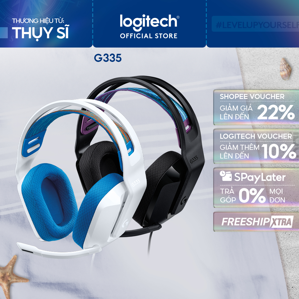Tai nghe gaming có dây Logitech G335 - Jack 3.5mm Nhẹ 240g Tương thích PC PS5, Xbox