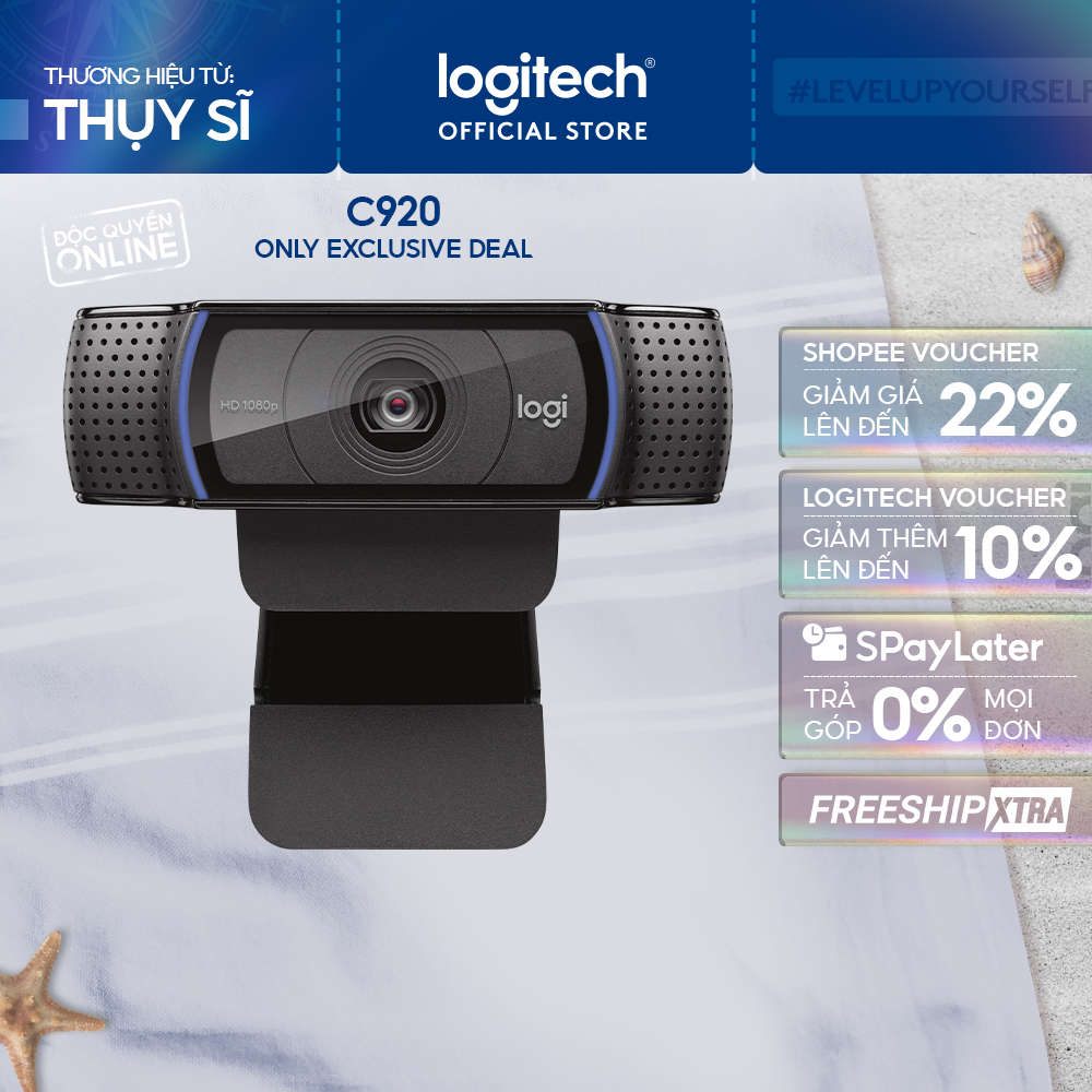 Webcam Logitech C920 Pro Full HD 1080p 30FPS - mic kép to rõ, tự động lấy nét HD