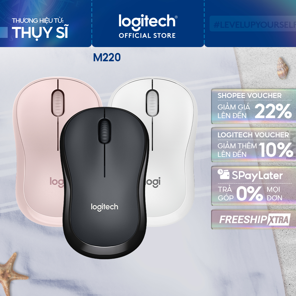 Chuột không dây Logitech M220 Silent - giảm ồn, USB, pin 1.5 năm, phù hợp PC/Laptop